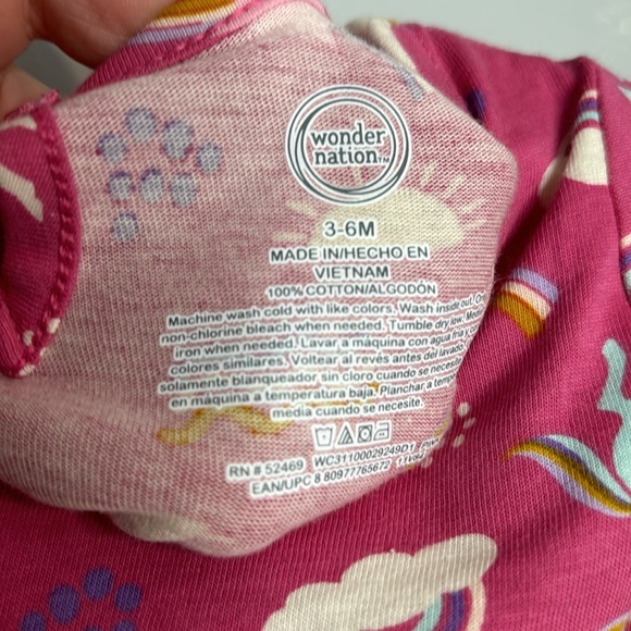 5 for $20! Wondernation Pink Unicorn Dress Size 3-6M - Picture 3 of 4